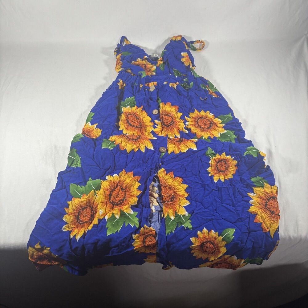 Seven Isles Sunflower Dress Size M Blue Button Front